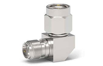 26.5GHz SMA(母頭)-SMA(公頭)射頻轉接器，90°直角彎